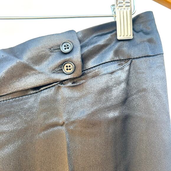 Vintage Designer Wide Leg Satin Slinky Trousers Black Italian 44 Acetate Viscose - Picture 5 of 11